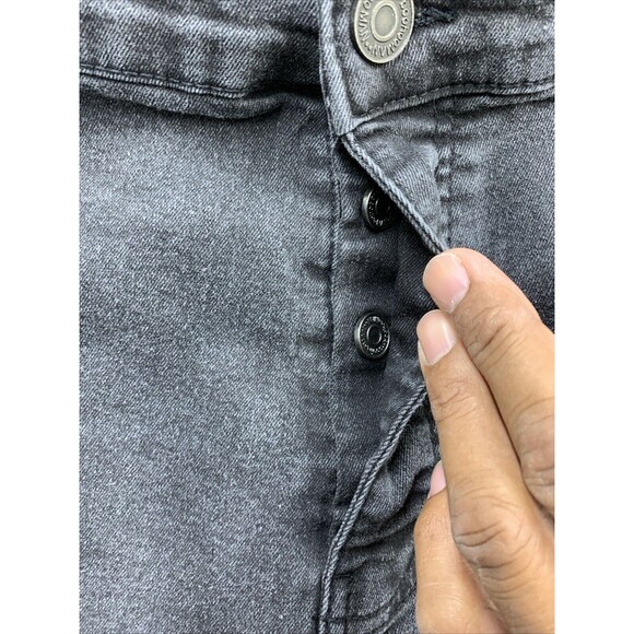 Man Boohoo Man Denim Buttonfly Jeans Men's Size 46x30 Black Dark Wash Distressed - Picture 10 of 14